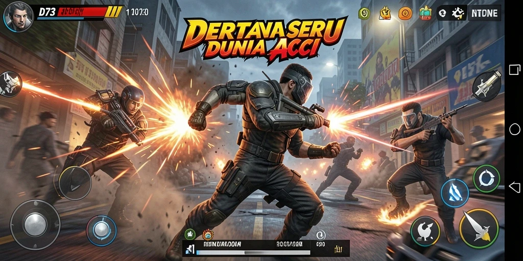 Gameplay D73 menampilkan pertarungan seru dengan efek grafis yang menakjubkan.