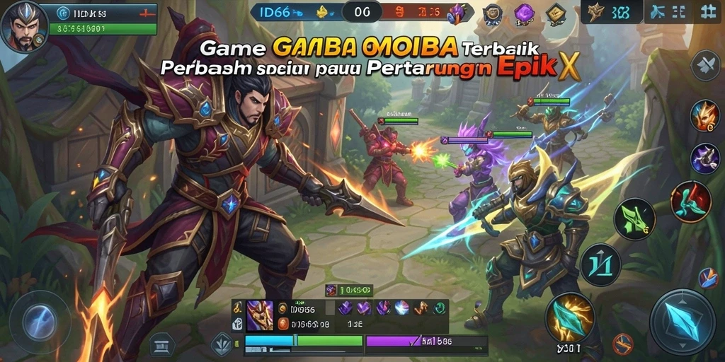 Screenshot ID66 menunjukkan pertempuran seru di arena MOBA.
