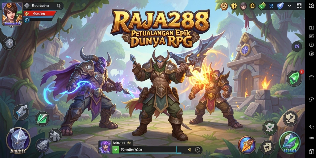 Tangkapan layar utama RAJA288 menampilkan pertempuran epik dalam dunia RPG.